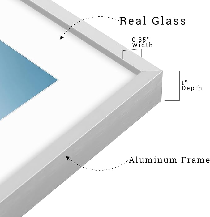 Frametory 13x19 Silver Aluminum Metal Picture Frame Mat for 11x17 Glass