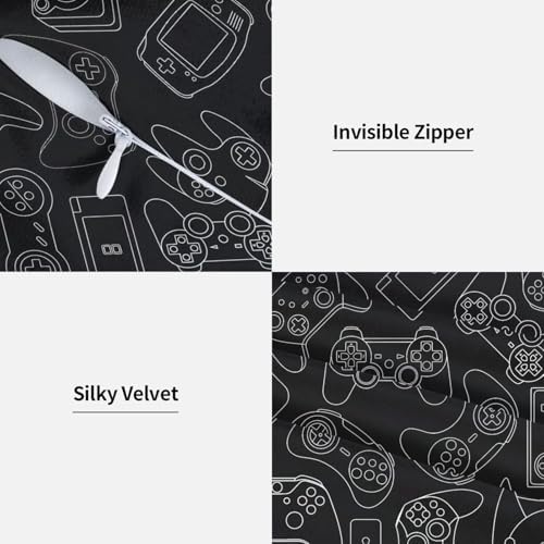 Perinsto Video Game Controller Background Throw Pillow Covers Set of 2 Gaming Gadgets Decorative Pillowcases Soft Cushion Covers for Sofa Couch Bed Home Decor, 20"X20"