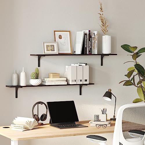 DINZI LVJ Long Wall Shelves, 55.1Inch Wooden Wall Mounted Shelves, Set of 2
