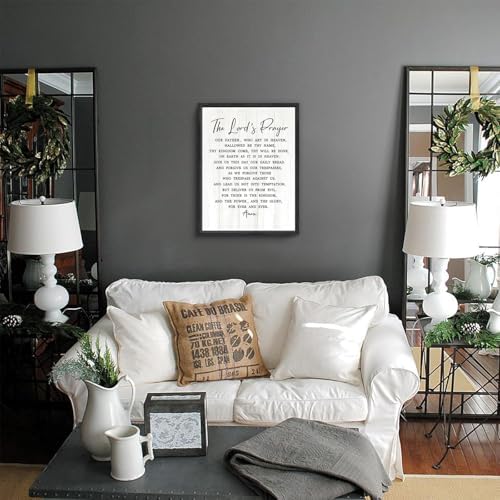 Floating Framed the Lords Prayer Canvas Wall Decor 16x24 Inch | Our Father Bible Verse Wall Art, Christian Scripture Prints for Church, Prayer Room, Inspirational Religious Faith Paintings