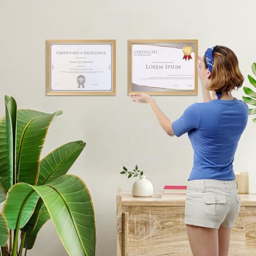 Giftgarden 8.5x11 Picture Frame Gold Set of 7, Multi Golden 8.5 x 11 Frames for Award Certificate Document Diploma, Wall or Tabletop Display