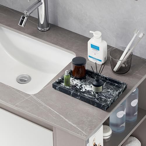 Real Natural Marble Tray for Bathroom, Vanity, Kitchen Counter & Desktop