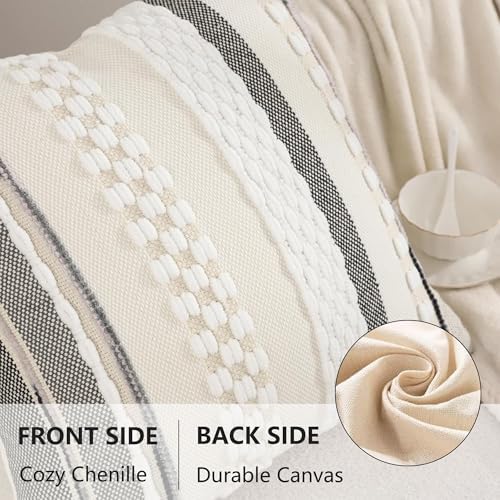 Boho Throw Pillow Covers 18x18 inch Set of 2 White