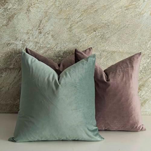 Mulberry Decorative Velvet Throw Pillow Covers 20x20 inch Set of 2 with Zipper Luxury Soft Solid Square Cushion Covers Case for Sofa Couch Bed Living Room
