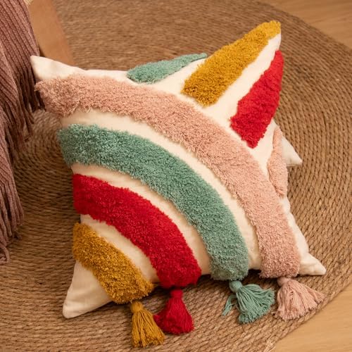 lifein 18x18 Pillow Covers-Throw Pillow Cover Tufted Boho Jacquard Pillow Covers Farmhouse Decorative Pillow Cover Pillow Cases for Gift Couch Sofa Bed Chair Living Room Home Decor