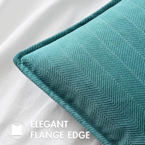 MIULEE Pack of 2 Teal Decorative Chenille Pillow Covers 18x18 Inch