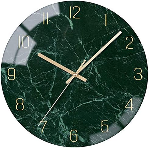 VIKMARI 10" Emerald Green Silent Glass Analog Wall Clock Home Bedroom Decor