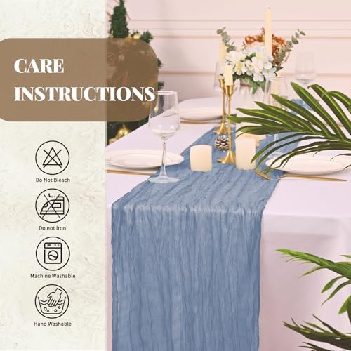 20 Pack Dusty Blue Cheesecloth Table Runner Long,21.5 x 120 Inch
