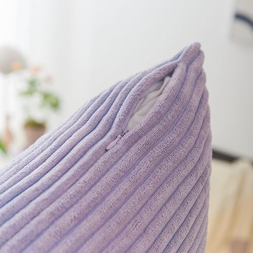 Home Brilliant Lavender Pillow Covers 12x20 Set of 2 Purple Throw Pillows Solid Supersoft Corduroy Handmade Decorative Pillow Cases for Bed, 2 Pieces, 12 x 20 inch, Lavender