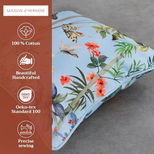 Maison d' Hermine Throw Pillow Covers 100% Cotton (20" x 20" - Pack of 1)