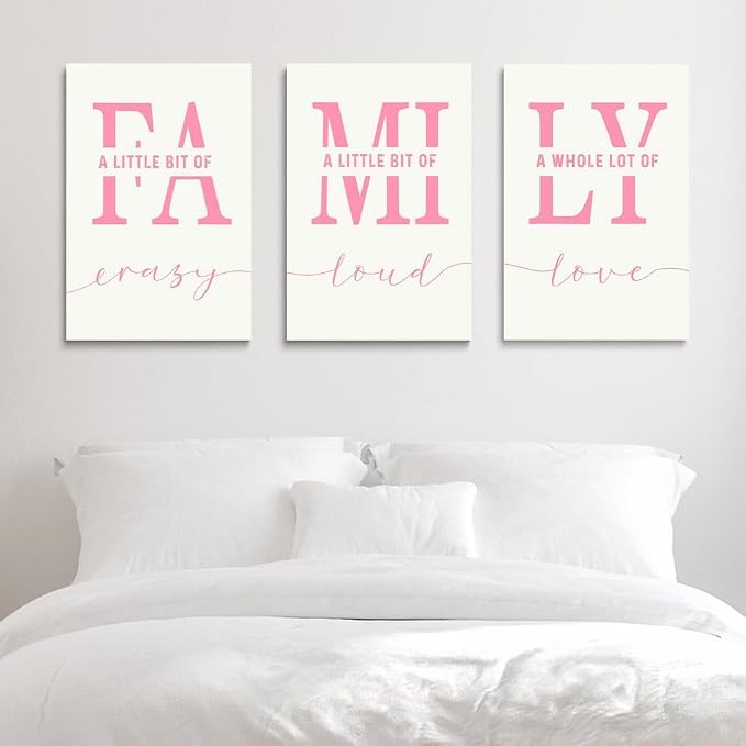 GUBIYU Home Wall Decor, Pink Love Framed Canvas Farmhouse Signs with Sayings 'A Whole Lot Of Love' Inspirational Wall Sign for Living Room, Bedroom, Kitchen, Dining Room 20" x 28"