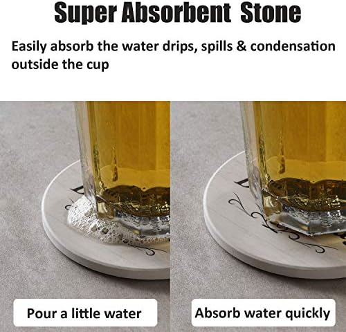 Coasters for Drinks, Funny Drink Coasters Absorbent with Holder 6 Pcs Absorbing Stone Funny Coaster Gift Set Housewarming Gift New Home Apartment Kitchen House Decor Gift for Women Men