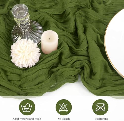 20 Pack Cheesecloth Table Runner 17 x 108 Inch, Olive Green