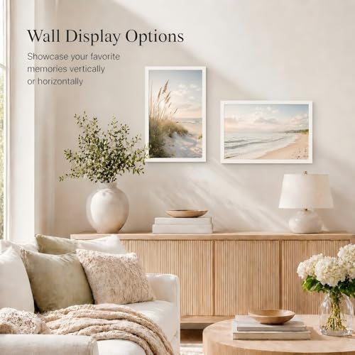 JCJMY 9x11 Picture Frame Set of 6 White for Wall Hanging or Tabletop, Wall Mounting Horizontally or Vertically, 9 x 11 Wall Gallery Poster Photo Frames for 9 by 11 Photo,6 Pack, White