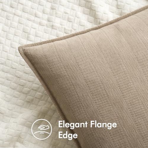 MIULEE Pack of 2 Khaki Decorative Chenille Pillow Covers 20x20 Inch