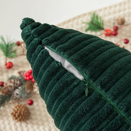 Kevin Textile Striped Corduroy 16”x16” Pillow Covers 2 Pack, Dark Green