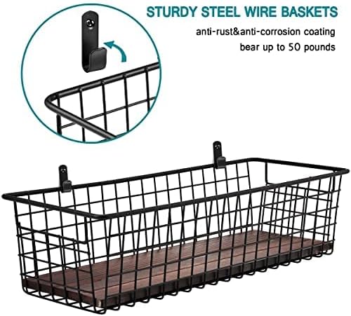 SheeChung [Extra Large Wall Storage Basket, Metal Hanging Basket, Black