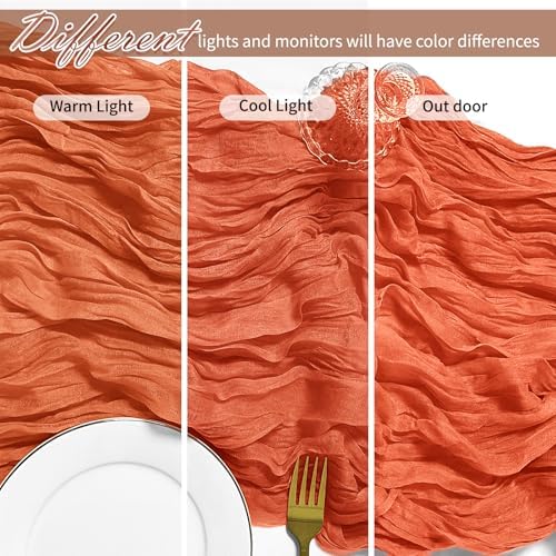 12 Pack Orange Cheesecloth Table Runner 17 x 108 Inch Gauze TableRunner Fabric Semi Sheer Cheese Cloth Table Runner Bulk for Rustic Romantic Wedding Baby Shower Table Decoration