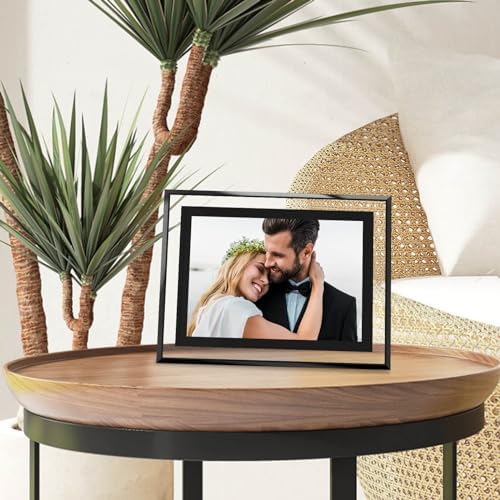 HIKWADERY 5x7 Picture Frames Black - Set of 4, HD Real Glass 5 by 7 Photo Frame for Tabletop Display, Wedding Birthday Mothers Day Gifts (5 x 7, Black)