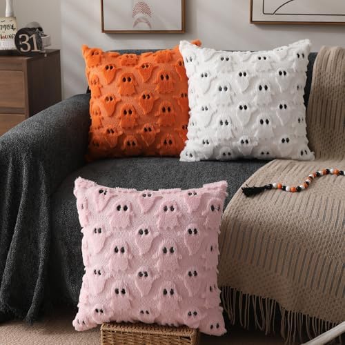 DFXSZ Halloween Pillow Covers 24x24 inch 2Pcs White Ghost Halloween Decor