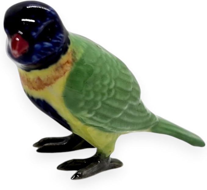 WitnyStore Tiny 2½" Long Rainbow Lorikeet Parrot Bird Figurine - Miniature Hand Made Painted Ceramic Birds Aves Colorful Porcelain Feathered Animals Decorative Figure Collectible Figurines Décor Gifts