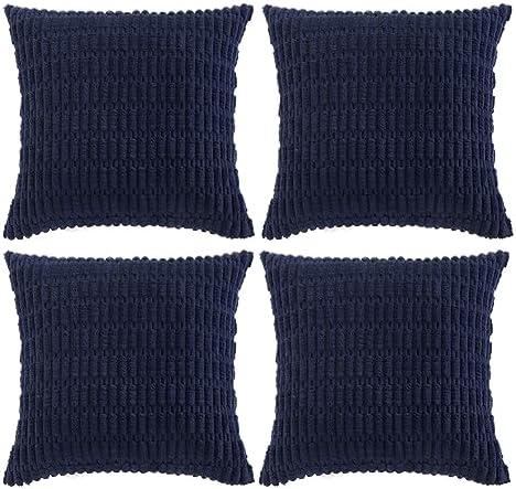 Fancy Homi 4 Packs Decorative Throw Pillow Covers for Living Room Couch Bed, Modern Farmhouse Boho Home Décor Accent Cushion Case, 14" x 14", Navy Blue