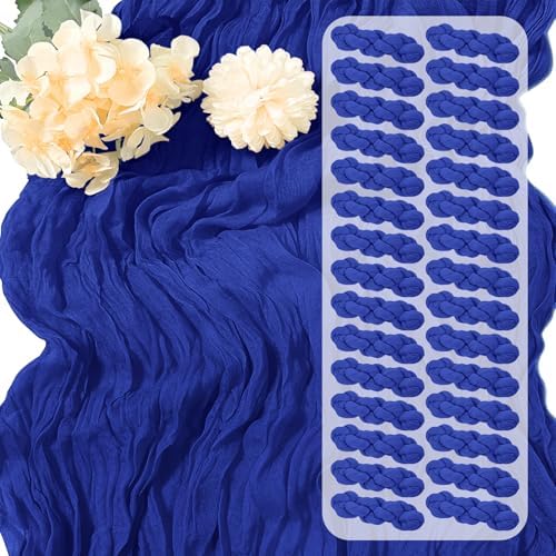 30 Pack Royal Blue Cheesecloth Table Runner 17 x 108 inch Cheese Cloth Table Runners 9ft Terracotta Table Runner Rustic Romantic Sheer Gauze Runner for Wedding Party Baby Shower Table Decoration