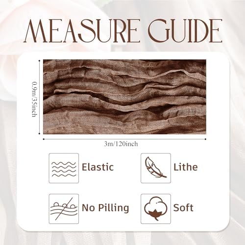 Wokceer Cheesecloth Table Runner Brown 10FT Boho Gauze Runner for Party