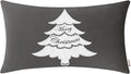 BRAWARM Christmas Pillow Cover 12 X 20 Inches, Gray Christmas Tree Embroidered Lumbar Pillow Cover, Soft Velvet Decorative Throw Pillow for Couch Bed Sofa Living Room Home