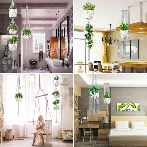 SFENNGPET Macrame Plant Hangers, 6Pack Hanging Planters for Indoor Plants