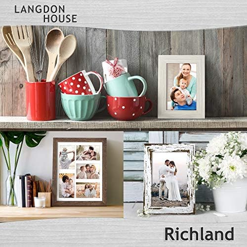 Langdon House 11x14 Collage Picture Frames w/Mat for 5-4x6 Photos (Rustic Brown, 6 Pack) Traditional Wood-Like Photo Frames for any Décor Style, Richland Collection