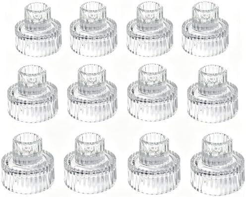 Hosley Set of 24 Glass Taper Candle Holders/Tea Light Candle Holders 2 Inches High Ideal Gift for Weddings Party Favor Reiki Meditation