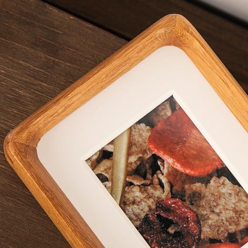 3x4 Teak Wood Picture Frame with 2x3 Opening Mat, Small Tabletop Photo Frame for Desk Display, Mini Frame for Instant Photos, Wallet Pictures & Mini Prints