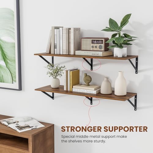 Heimlove 36W x 12D Deep Floating Shelves Set of 2 Walnut