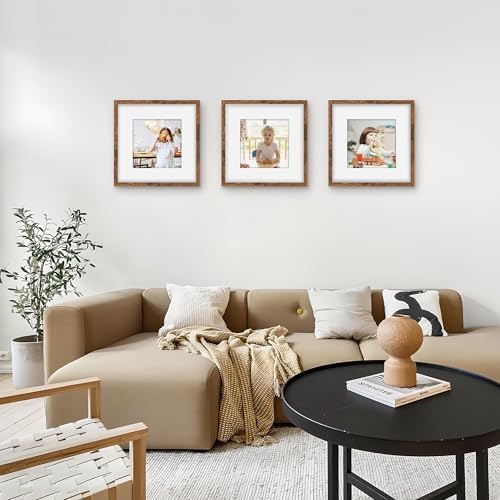 Picrit 12x12 Picture Frame Set of 12, Modern Gallery Wall Frames, Brown