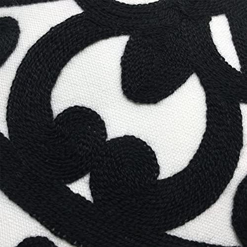 Alysheer Embroidered Decorative Throw Pillow Cover 20"x 20", 1pc Black