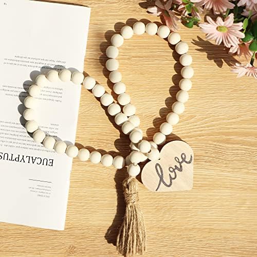 Meplait Love Wooden Bead Garland, 38in Decorative Beads Home Decor