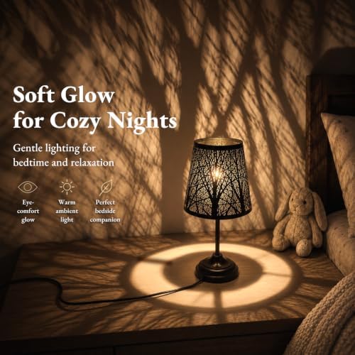 Touch Table Lamp, Tree Shadow Projection, 3-Level Dimmable Shadow Lamp