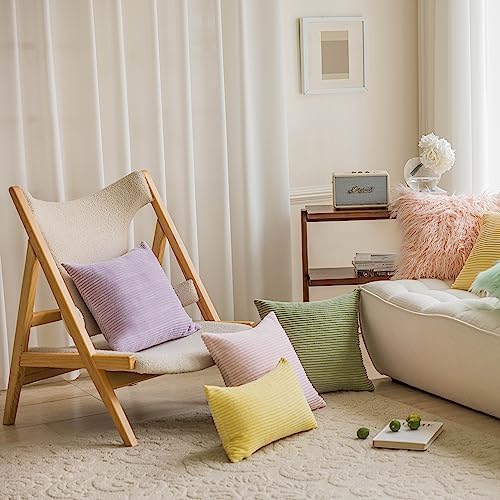 Home Brilliant Pillow Covers 20x20 Throw Pillow Cover Super Soft Striped Velvet Cushion Cover for Living Room, 50cm, 20 x 20 Inch, Blush Pink