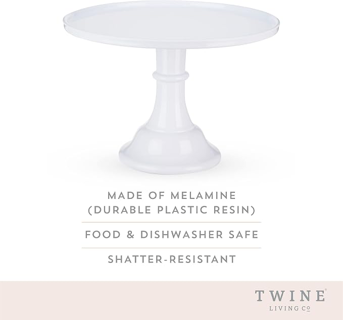 Twine Melamine Cake Stand, Cupcake Display Home Decor Food and Dessert Serving Accessory, 11.5 x 8 Inches, White, Set of 1