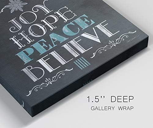 Renditions Gallery Canvas Art Prints for Home Decor Joy Hope Peace Believe Christmas Inspirational Tree Wall Hanging Artowrk for Living Room Home Kitchen Wall Decorations - 32"X32" LT05