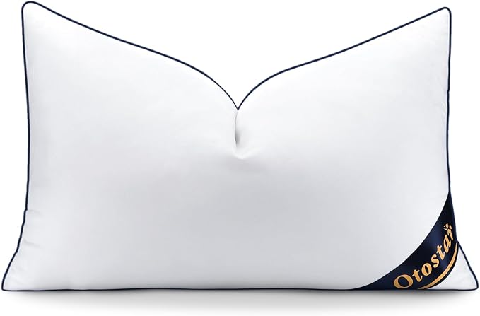 OTOSTAR 12x20 Down Alternative Fill Throw Pillow Insert - 100% Cotton Cooling Cover - Soft Fluffy Synthetic Down