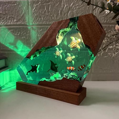 Handmade 3D Orca Ocean Resin Lamp for Home Office Decor
