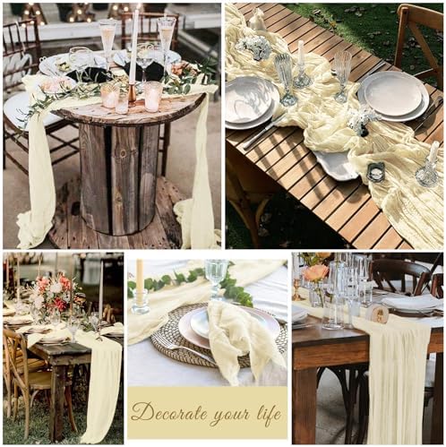 10 Pack Cheesecloth Table Runner 17 x 108 Inch, Ivory