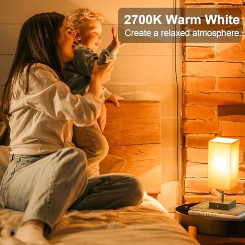 comzler Bedside Table Lamp Touch Control with USB A+ C Nightstand Lamps