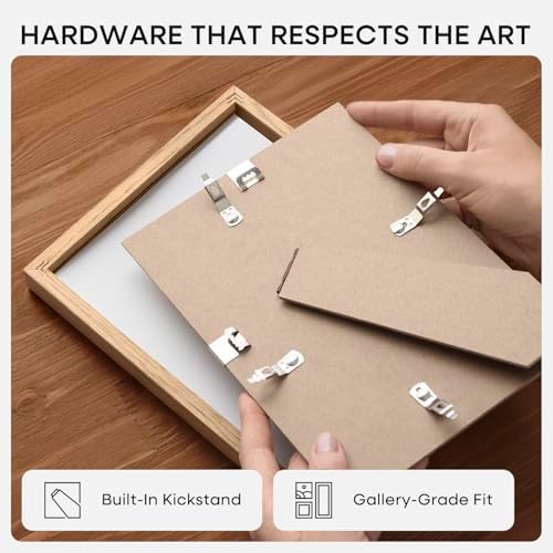 Homeforia 8x12 Natural Oak Picture Frame, High-End Wood, 6x8 Mat, Glass