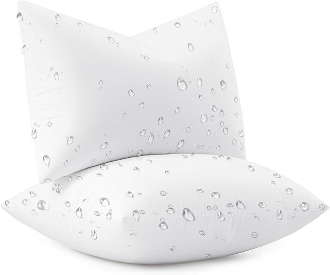 MIULEE Outdoor Pillow Inserts 12x20 Pack of 2 | Waterproof Throw Pillow Inserts Decorative 100% Virgin Fibers Filling for Patio Sofa Couch