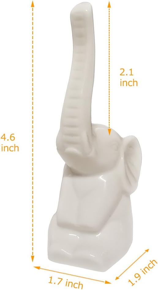 HOME SMILE Elephant Ring Holder for Jewelry,Engagement Wedding Ring Display Holder Stand Trinket Trays (Litltle White)