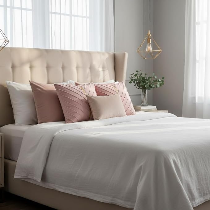 Velvet Throw Pillow Covers 26x26 Pack of 2 Gold Decor Blush Pink