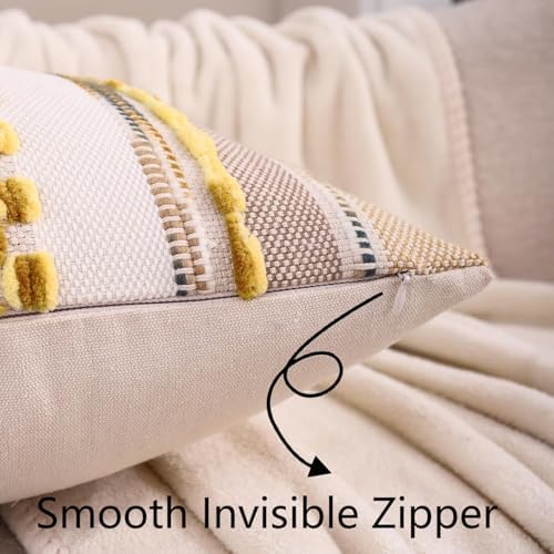 Boho Throw Pillow Covers 18x18 Set of 2 Yellow